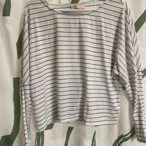 Striped White and Black Women's Top